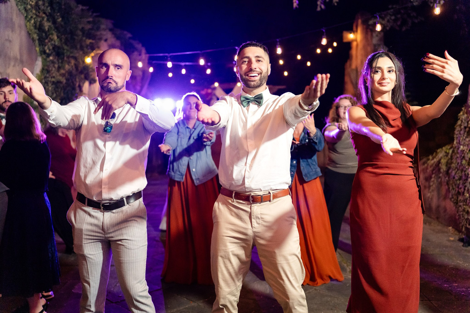 Wedding guests dancing at Brenden and Selena's private estate wedding reception.